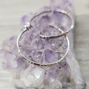 Fashion Jewlery Silvertone Textured 1.25" Hoop Earings